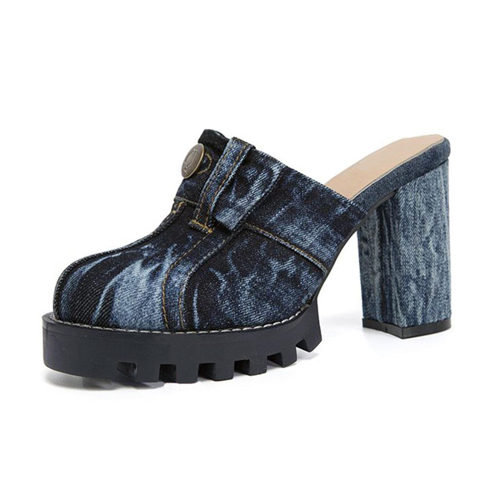 Savannah Sleek Denim Mules