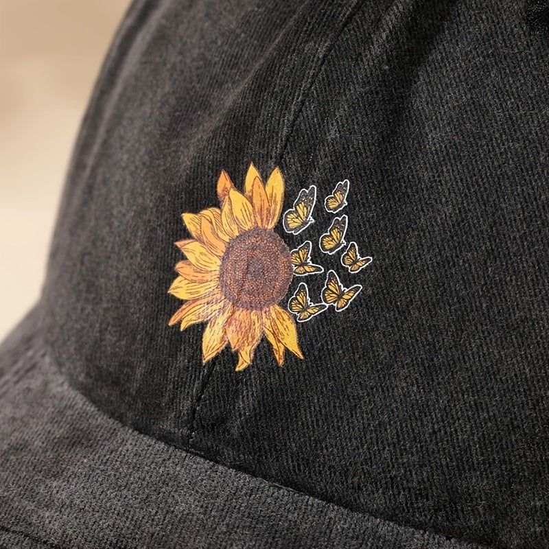 Vintage Sunflower Symphony Summer Cap
