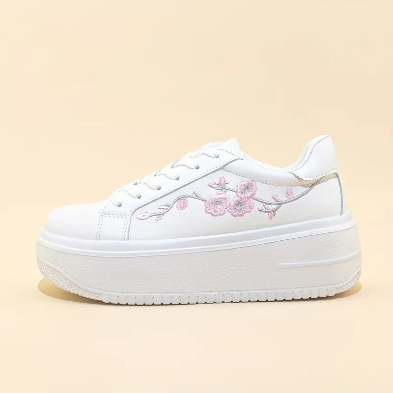 Cleo Stylish Embroidered Platform Leather Sneaker