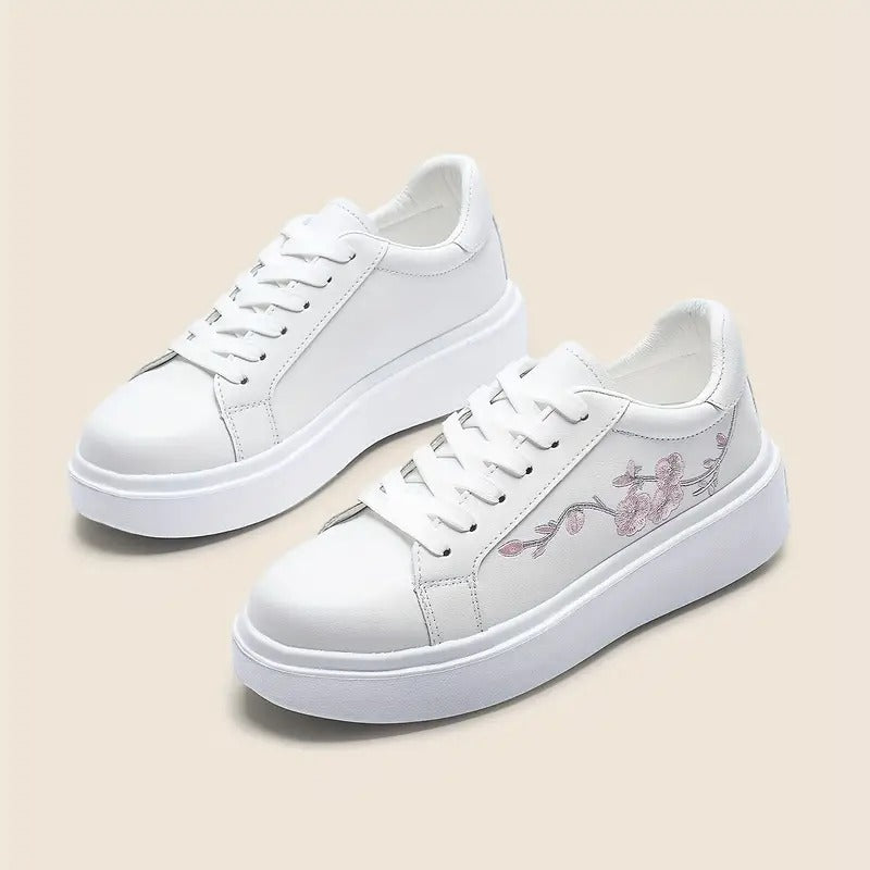 Cleo Stylish Embroidered Platform Leather Sneaker