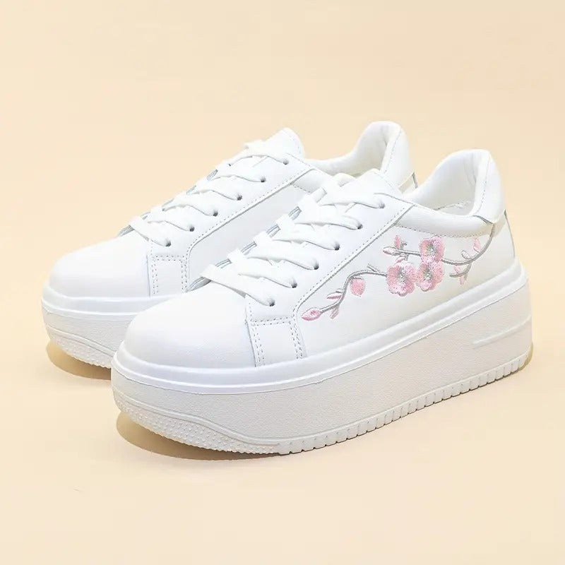 Cleo Stylish Embroidered Platform Leather Sneaker
