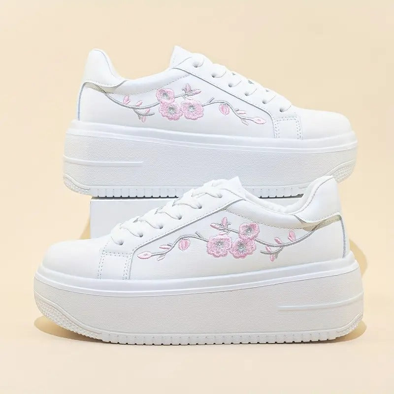 Cleo Stylish Embroidered Platform Leather Sneaker