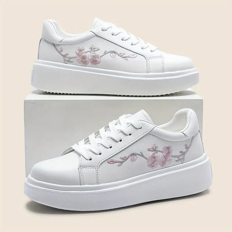 Cleo Stylish Embroidered Platform Leather Sneaker