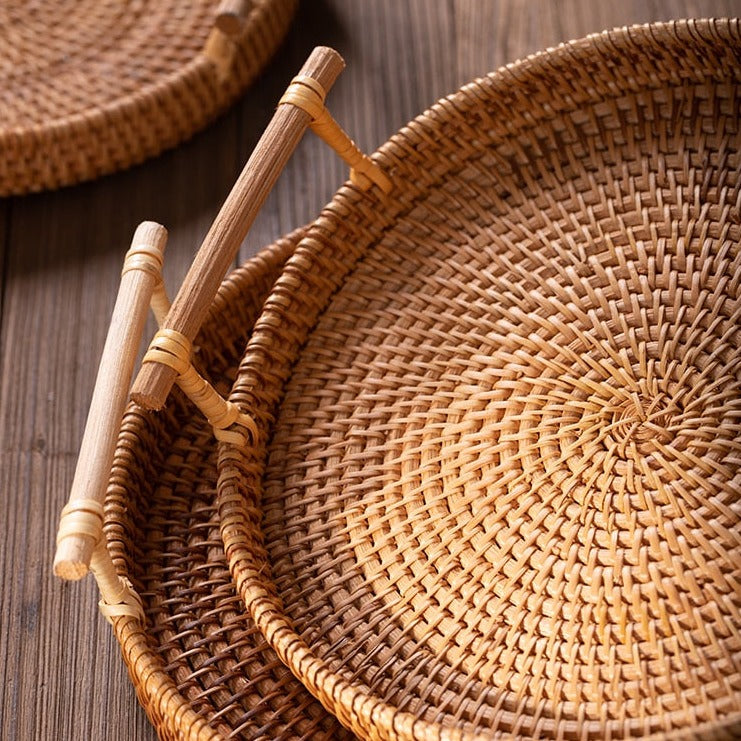 VinouLumiére Vintage Rattan Tray