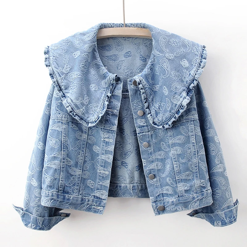 L&#39;AURABLEND BIG COLLAR DENIM JACKET