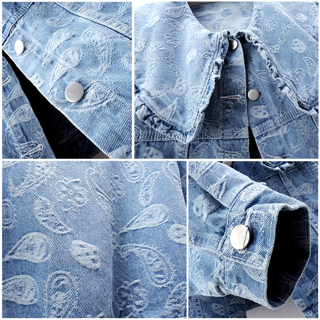 L&#39;AURABLEND BIG COLLAR DENIM JACKET