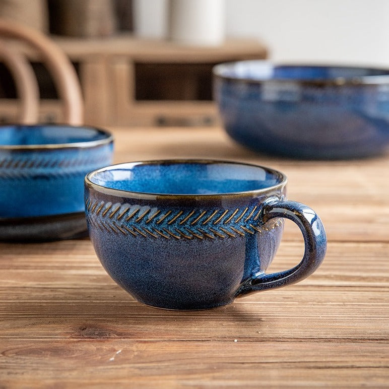 Azure Luxe Retro Porcelain Cup