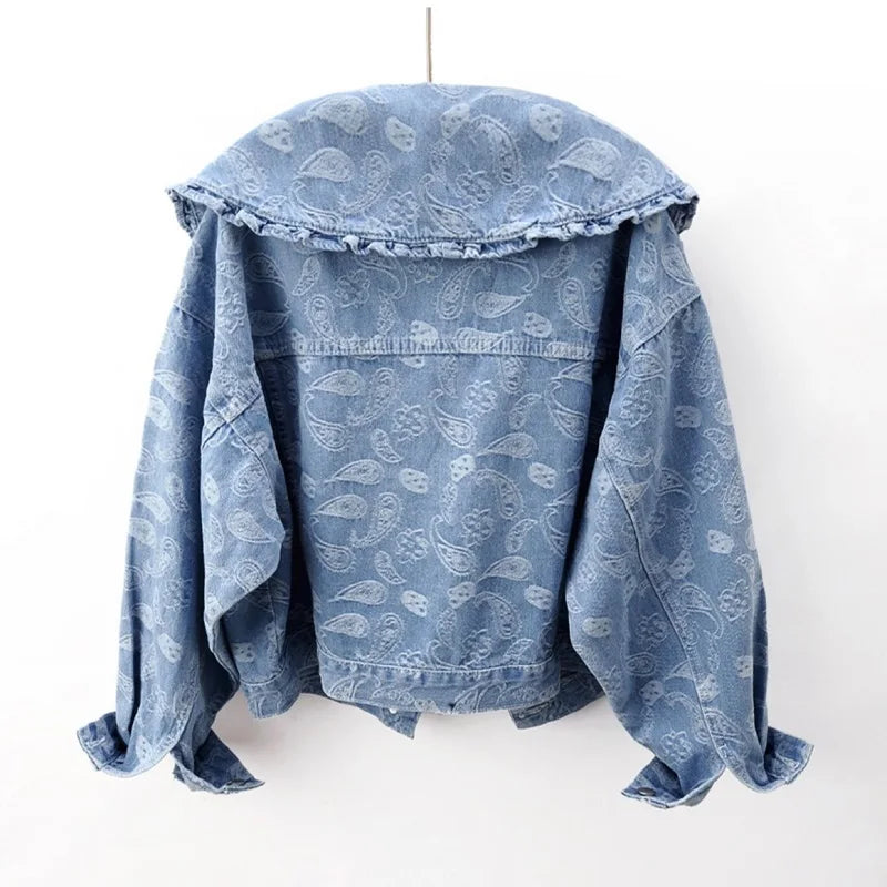 L&#39;AURABLEND BIG COLLAR DENIM JACKET