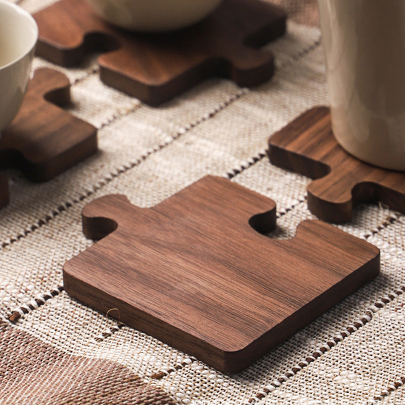 PrestigeCraft™ Equisite Walnut Puzzle Coaster Set
