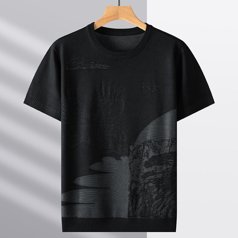 Russel-Etrou Artistic Knitted Graphic Shirt