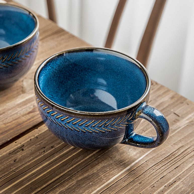 Azure Luxe Retro Porcelain Cup