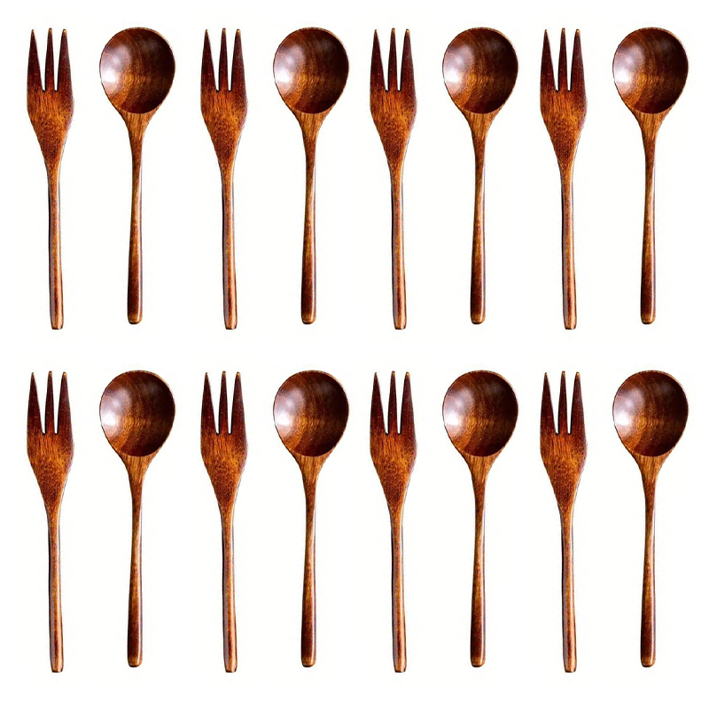 Rustic Wood Salad Cutlery Set