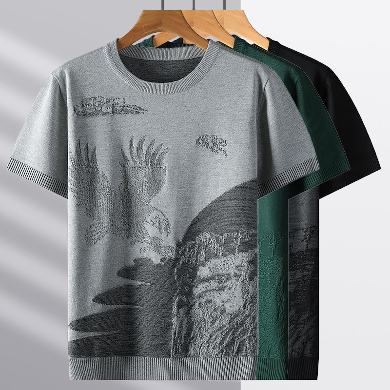 Russel-Etrou Artistic Knitted Graphic Shirt