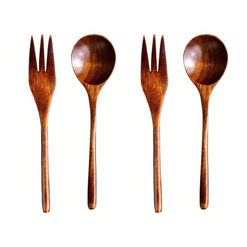 Rustic Wood Salad Cutlery Set