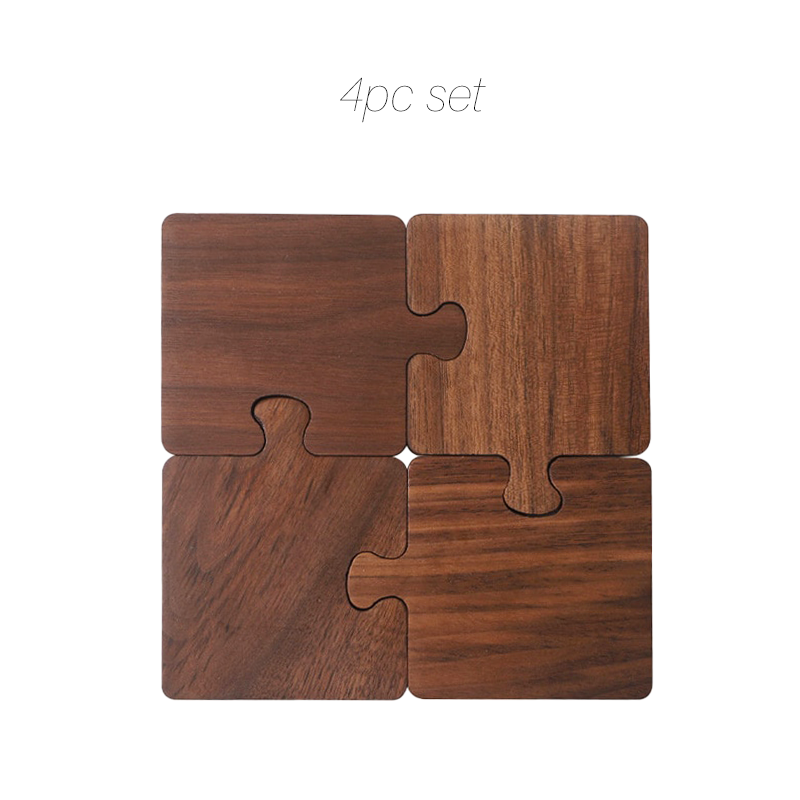 PrestigeCraft™ Equisite Walnut Puzzle Coaster Set