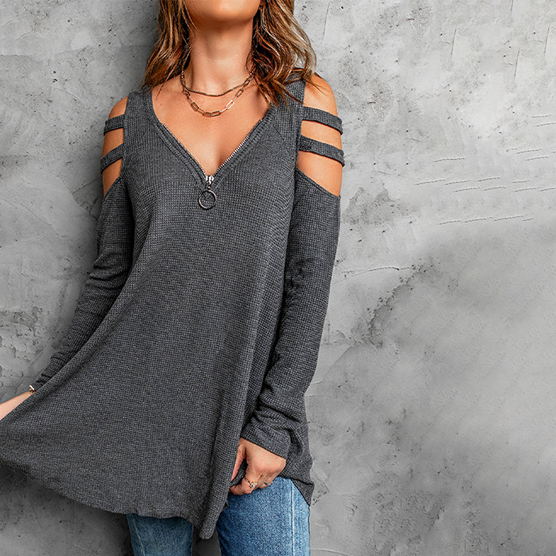 Calienne Chic Waffle Knit Blouse