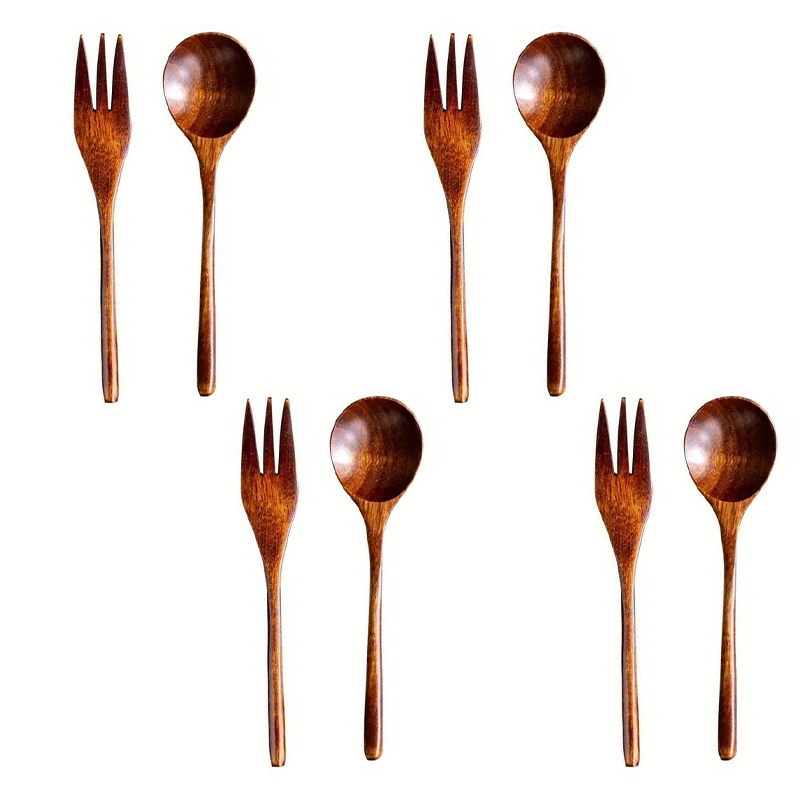Rustic Wood Salad Cutlery Set