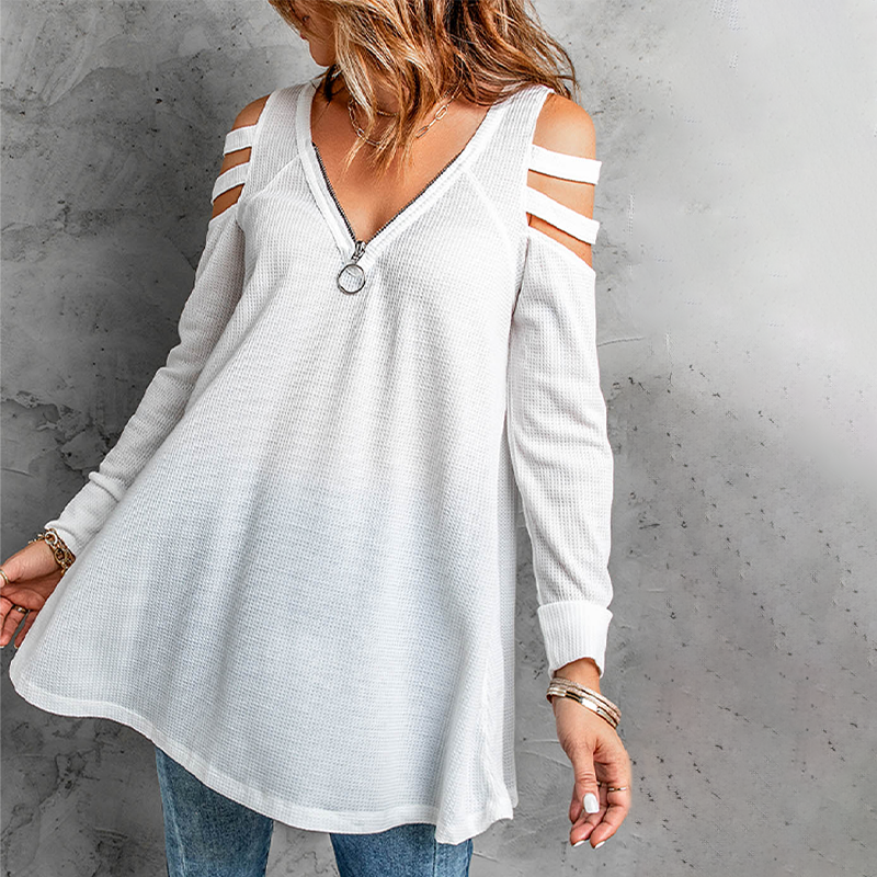 Calienne Chic Waffle Knit Blouse