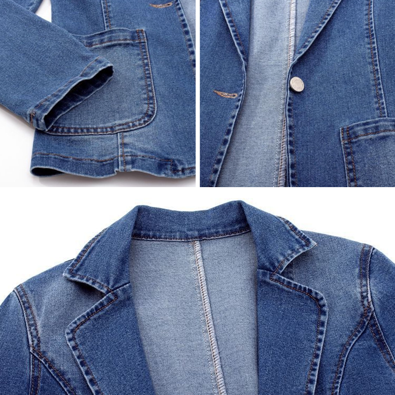 L&#39;ATERIBÉLLE CLASSIC WAISTED DENIM BLAZER