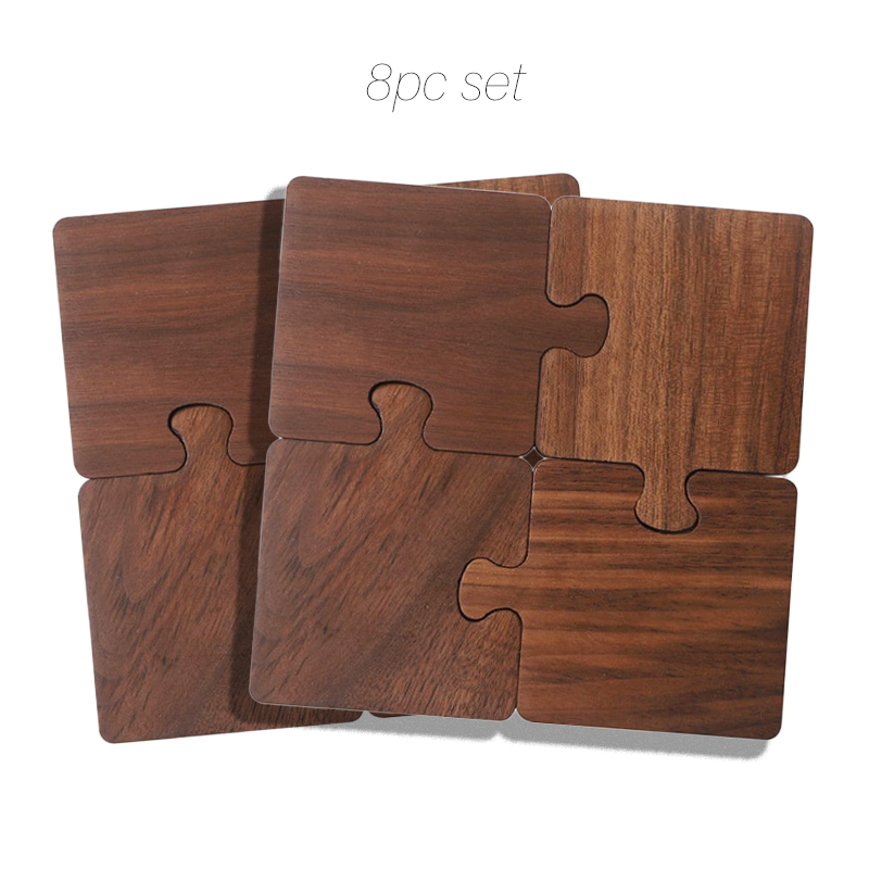PrestigeCraft™ Equisite Walnut Puzzle Coaster Set