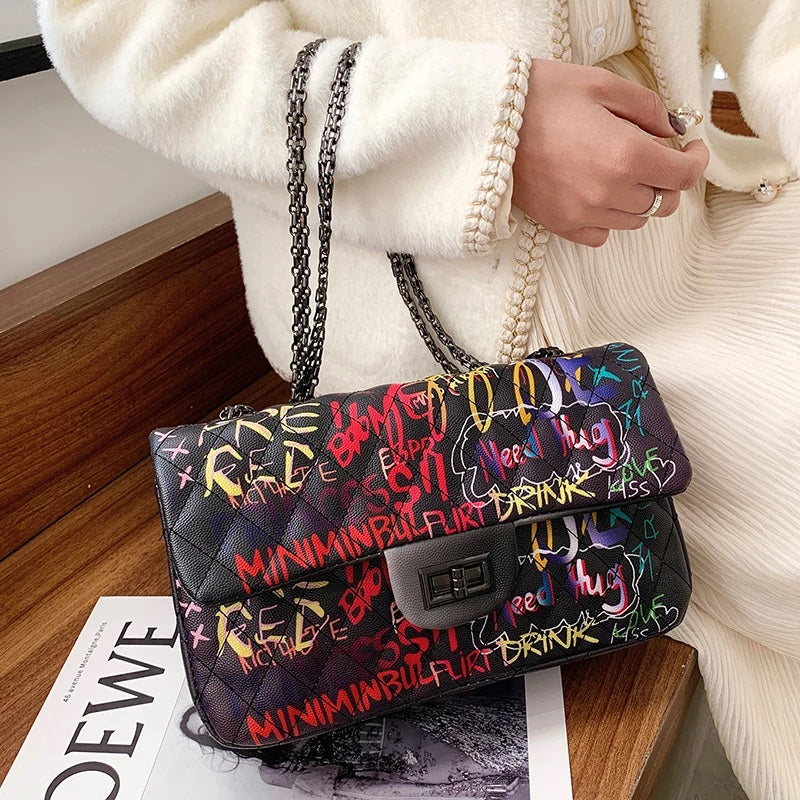 Modish Graffiti Chain Bag
