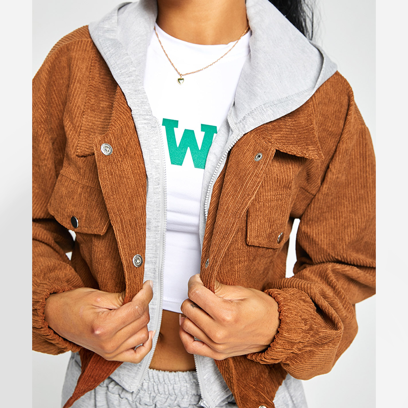 Romina Vintage Corduroy Hooded Jacket