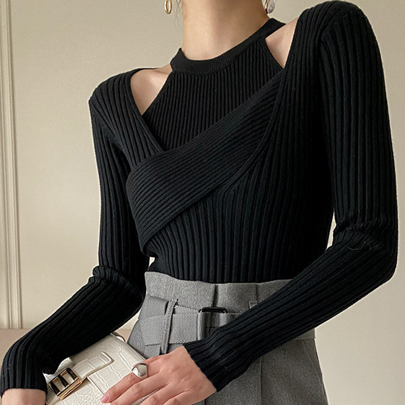 Calienne Chic Ribbed Knit Sweater