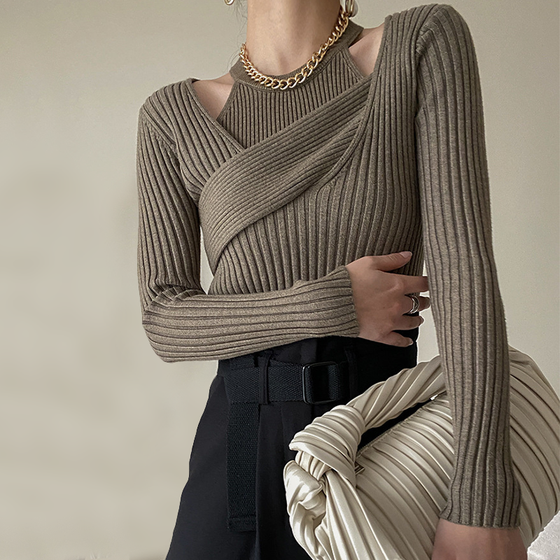 Calienne Chic Ribbed Knit Sweater