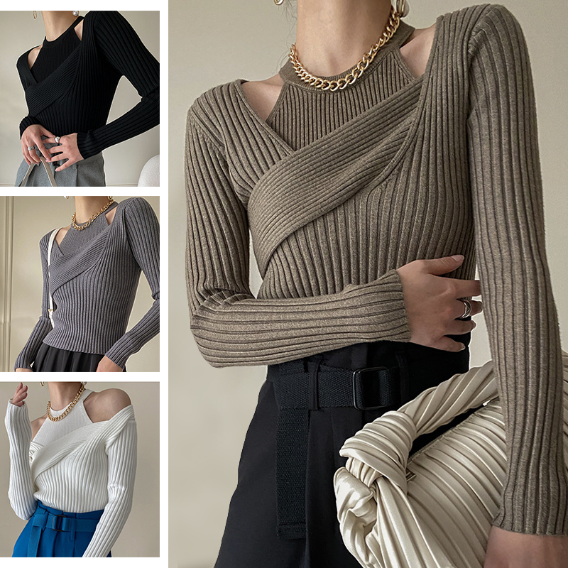Calienne Chic Ribbed Knit Sweater