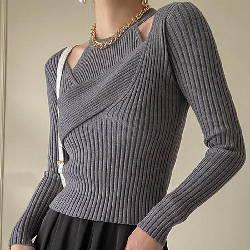 Calienne Chic Ribbed Knit Sweater