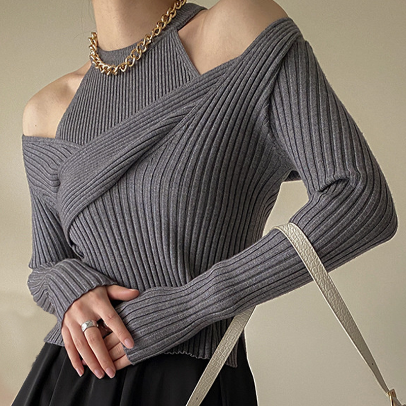 Calienne Chic Ribbed Knit Sweater