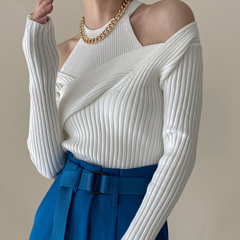 Calienne Chic Ribbed Knit Sweater