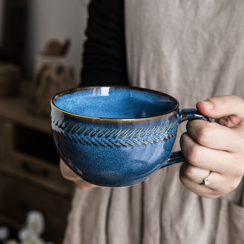 Azure Luxe Retro Porcelain Cup