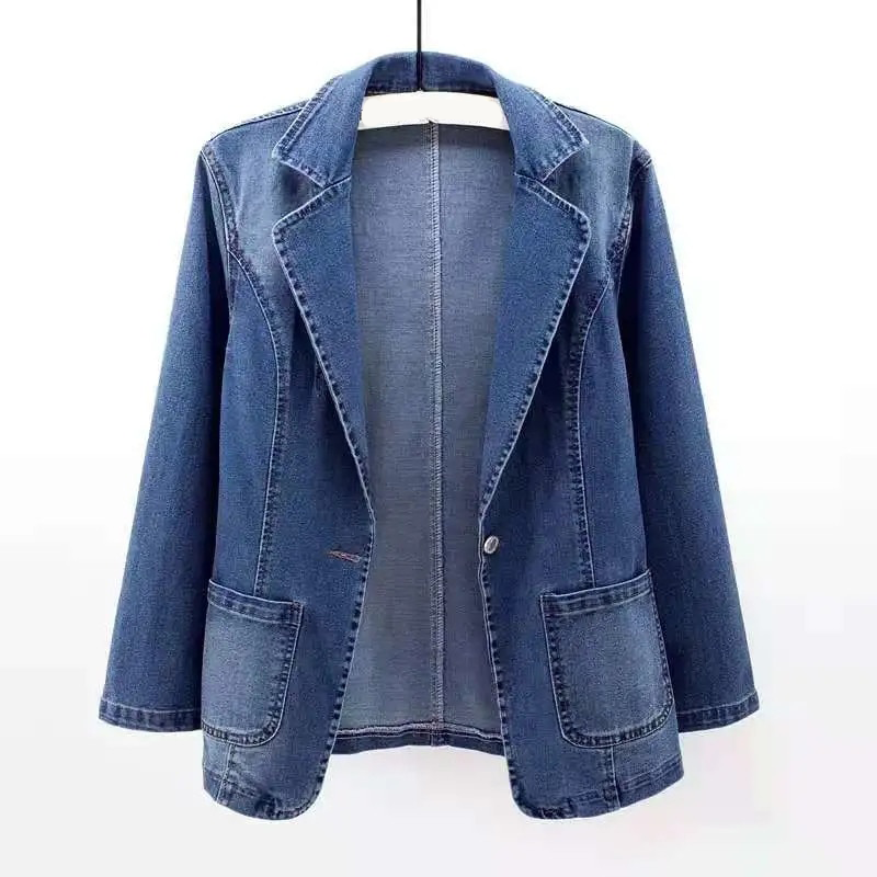 L&#39;ATERIBÉLLE CLASSIC WAISTED DENIM BLAZER
