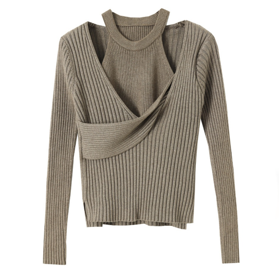 Calienne Chic Ribbed Knit Sweater