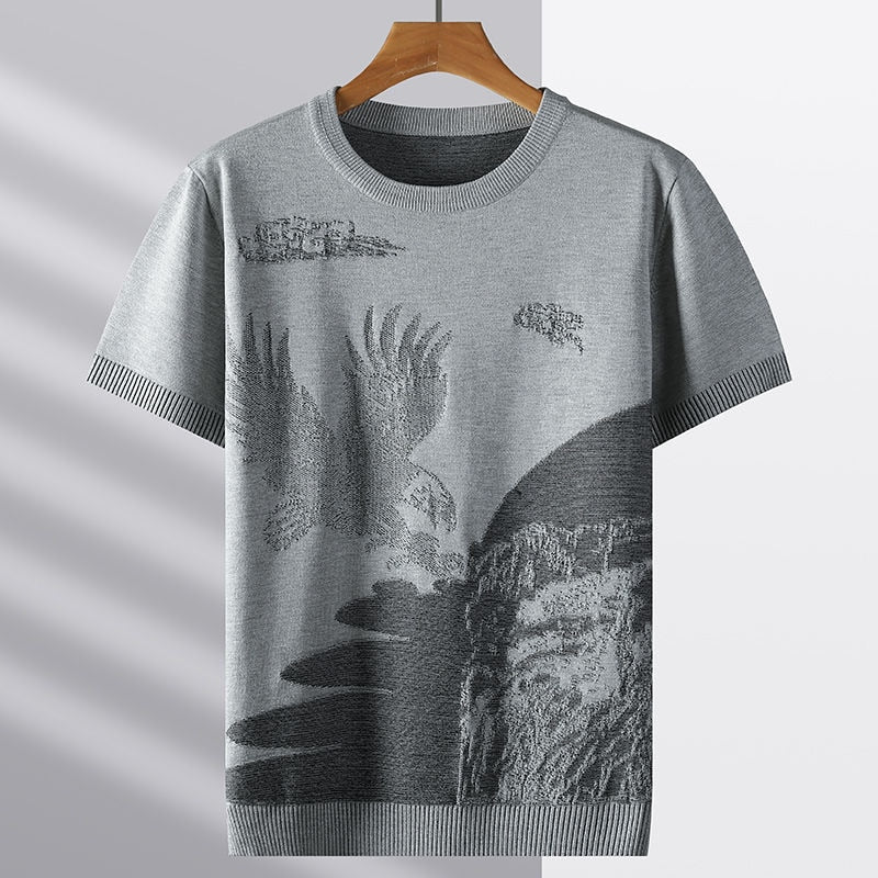 Russel-Etrou Artistic Knitted Graphic Shirt